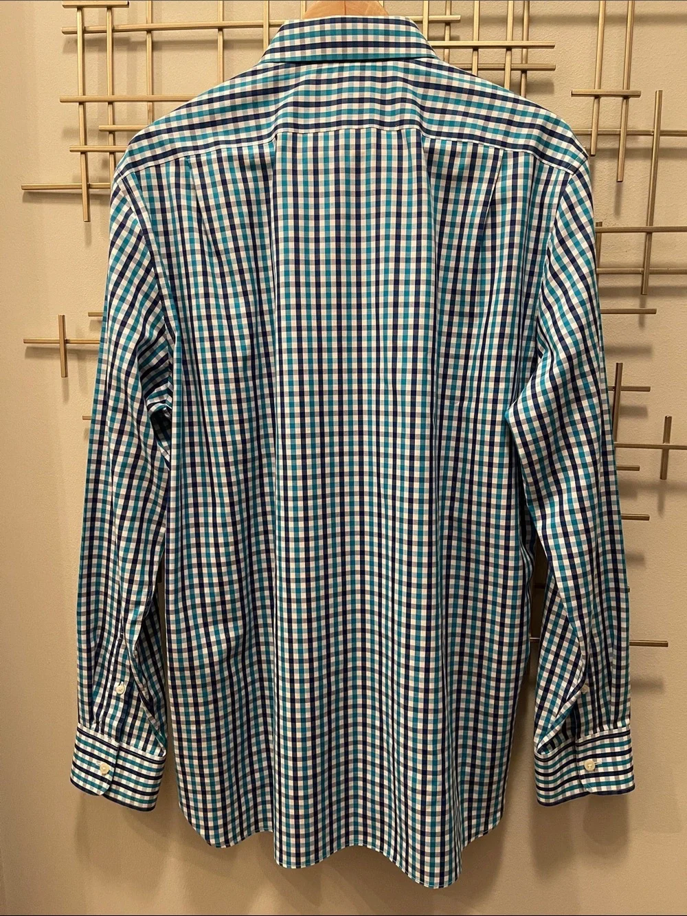 J. Crew Teal, Navy & White Checked Dress Shirt